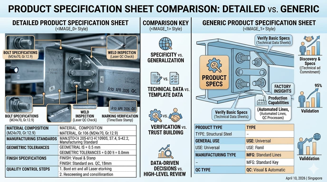 A split-screen image comparing a detailed product page with a generic one